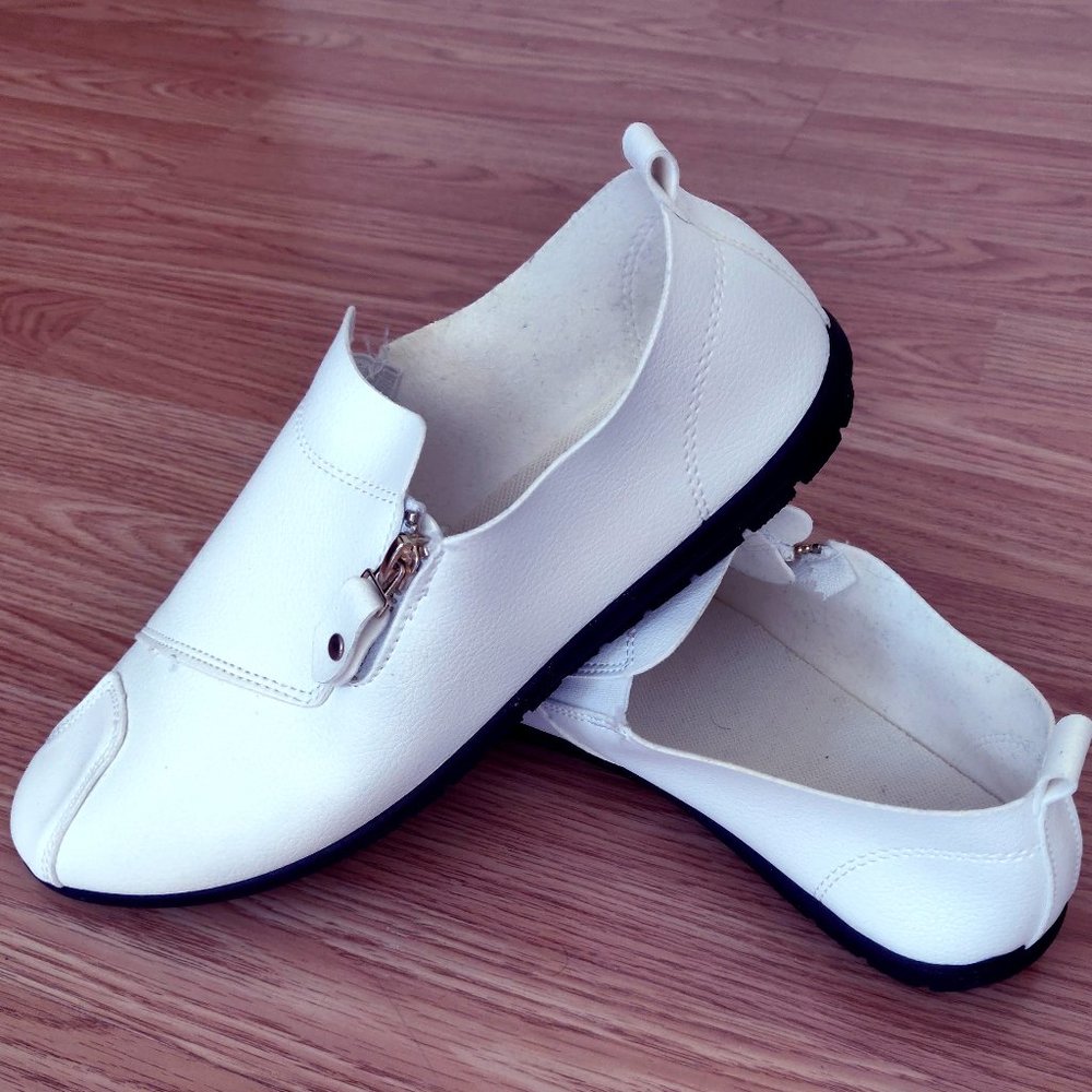 White leather shoes